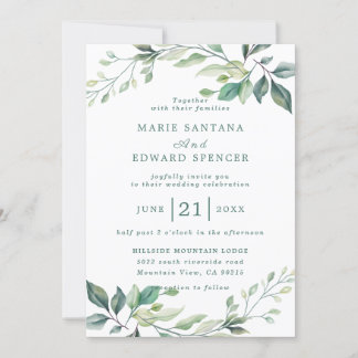 Waterverf Floral Wedding Summer Garden Kaart