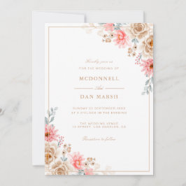 Waterverf Floral Wedding Summer Garden Kaart