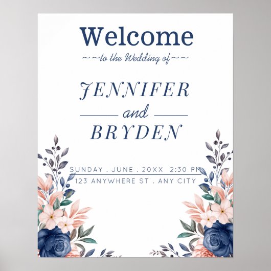 Waterverf Floral Wedding Summer Garden Poster (Voorkant)