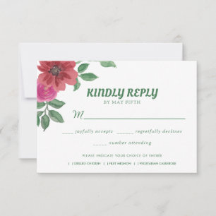 Waterverf Floral Wedding Summer Garden RSVP Kaartje