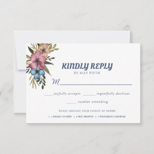 Waterverf Floral Wedding Summer Garden RSVP Kaartje