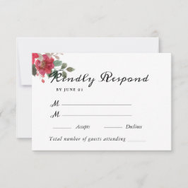 Waterverf Floral Wedding Summer Garden RSVP Kaartje