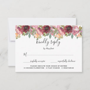 Waterverf Floral Wedding Summer Garden RSVP Kaartje
