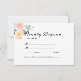Waterverf Floral Wedding Summer Garden RSVP Kaartje