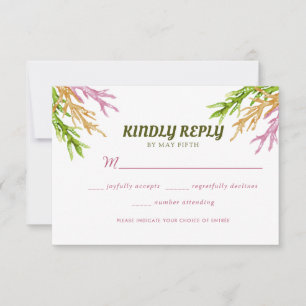 Waterverf Floral Wedding Summer Garden RSVP Kaartje