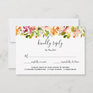 Waterverf Floral Wedding Summer Garden RSVP Kaartje
