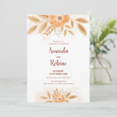 Waterverf Floral Wedding Uitnodiging (Staand voorkant)