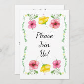 Waterverf Floral Wedding Uitnodiging (Voorkant / Achterkant)