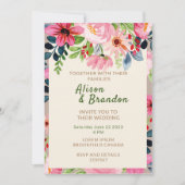 Waterverf Floral Wedding Uitnodiging (Voorkant)