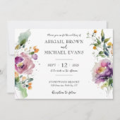 Waterverf Floral Wedding Uitnodiging (Voorkant)