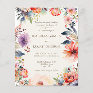 Waterverf Floral Wedding Uitnodiging Flyer