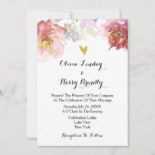 Waterverf Floral Wedding Uitnodiging | marine (Voorkant)