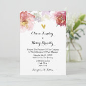 Waterverf Floral Wedding Uitnodiging | marine (Staand voorkant)