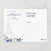 Waterverf Floral Weduwfoto van de Parijse Eiffel T Briefkaart (Achterkant)