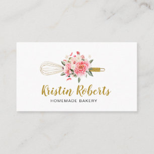 Waterverf Floral whisk voor bakkerijVisitekaartje Visitekaartje