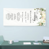 Waterverf Floral White Cream Wedding Programme Spandoek (Beurs)
