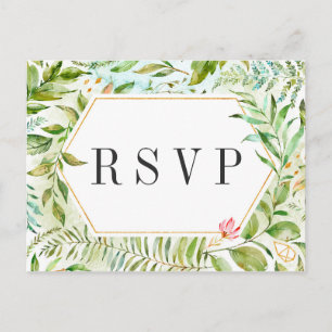 Waterverf Floral Wild Green Foliage Wedding RSVP Uitnodiging Briefkaart