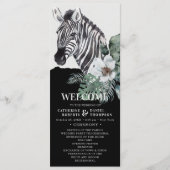 Waterverf Floral Wild Zebra Safari Wedding Programma (Voorkant)