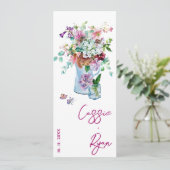 Waterverf Floral Wildflower Wedding Party Programm Kaart (Staand voorkant)