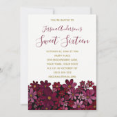 Waterverf Floral Wine Gold Sweet 16 Birthday Kaart (Voorkant)