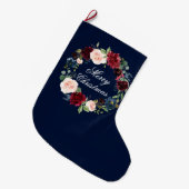 Waterverf Floral Wreath Blue Grote Kerstsok (Voorkant (Hangend))