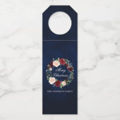 Waterverf Floral Wreath Elegant Merry Kerstmis Flessenhanger (Voorkant)