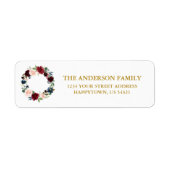 Waterverf Floral Wreath Holiday Adres Etiket (Voorkant)