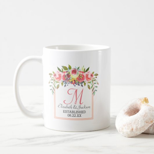 Waterverf Floral Wreath Koffiemok (Met donut)