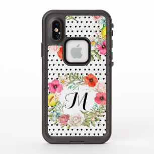 Waterverf Floral Wreath Monogram Heart Patroon
