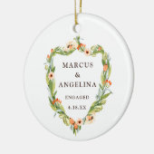 Waterverf Floral Wreath Personalized Verloving Keramisch Ornament (Links)