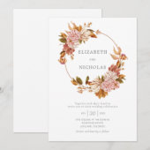 Waterverf Floral  Wreath Wedding Invitatio Kaart (Voorkant / Achterkant)