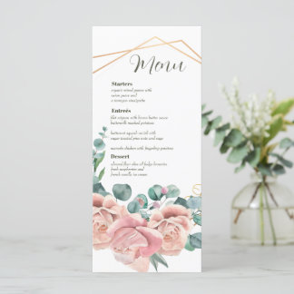 Waterverf Floral Wreath Wedding Menu Kaart