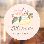 Waterverf Floral Yellow Macaron Bakery & Sweets Raamsticker (Vel 2)