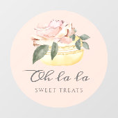 Waterverf Floral Yellow Macaron Bakery & Sweets Raamsticker (Vel)