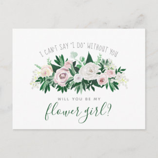 Waterverf Floral zal je mijn Bloemenmeisje zijn Uitnodiging Briefkaart