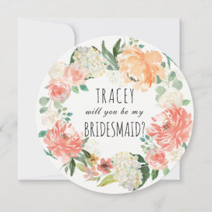 Waterverf Floral zal je mijn Bridesmaid zijn Kaart