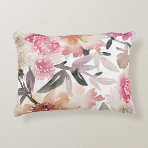 Waterverf florale achtergrondpatroon, bloem, kunst accent kussen