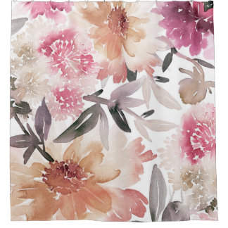 Waterverf florale achtergrondpatroon, bloem, kunst douchegordijn