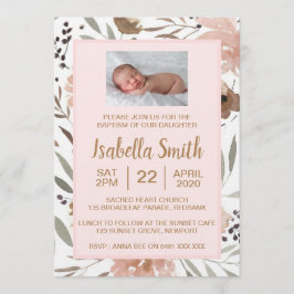Waterverf florale Baptisme / Christening Uitnodigi Kaart
