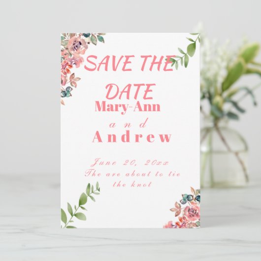 Waterverf florale behalve de datum kaart (Staand voorkant)