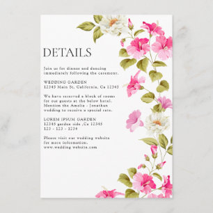 Waterverf florale botanische lente Trouwgegevens Informatiekaartje