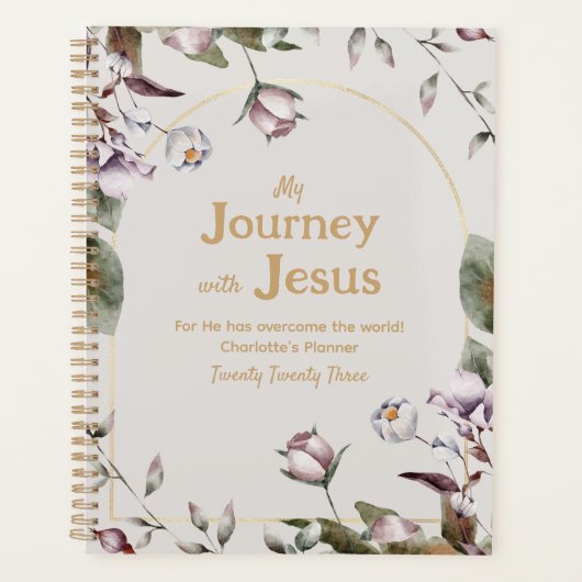 Waterverf florale Christelijk Elegant Gold Planner (Voorkant)