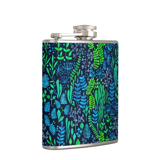 Waterverf florale doedels donkere achtergrond heupfles (Rechts)