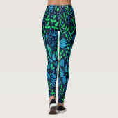 Waterverf florale doedels donkere achtergrond leggings (Achterkant)