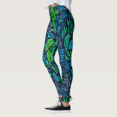 Waterverf florale doedels donkere achtergrond leggings (Links)