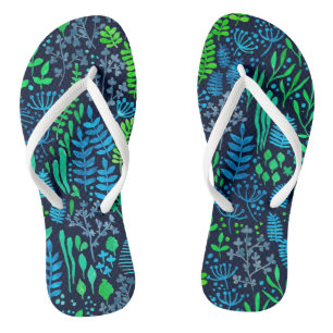 Waterverf florale doedels donkere achtergrond teenslippers