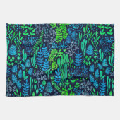 Waterverf florale doedels donkere achtergrond theedoek (Horizontaal)