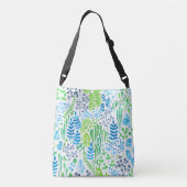 Waterverf florale doodles wit crossbody tas (Achterkant)