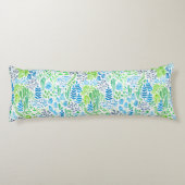 Waterverf florale doodles wit lichaamskussen (Achterkant)