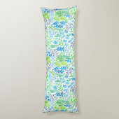 Waterverf florale doodles wit lichaamskussen (Achterkant (Verticaal))